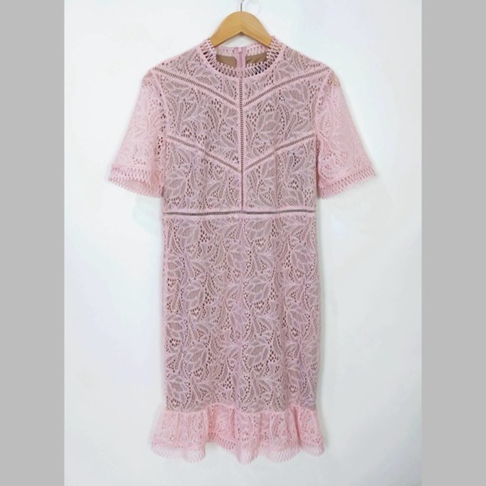 Bardot Theodora Lace Sheath Mini Dress In Soft Pink Wedding Preppy Party